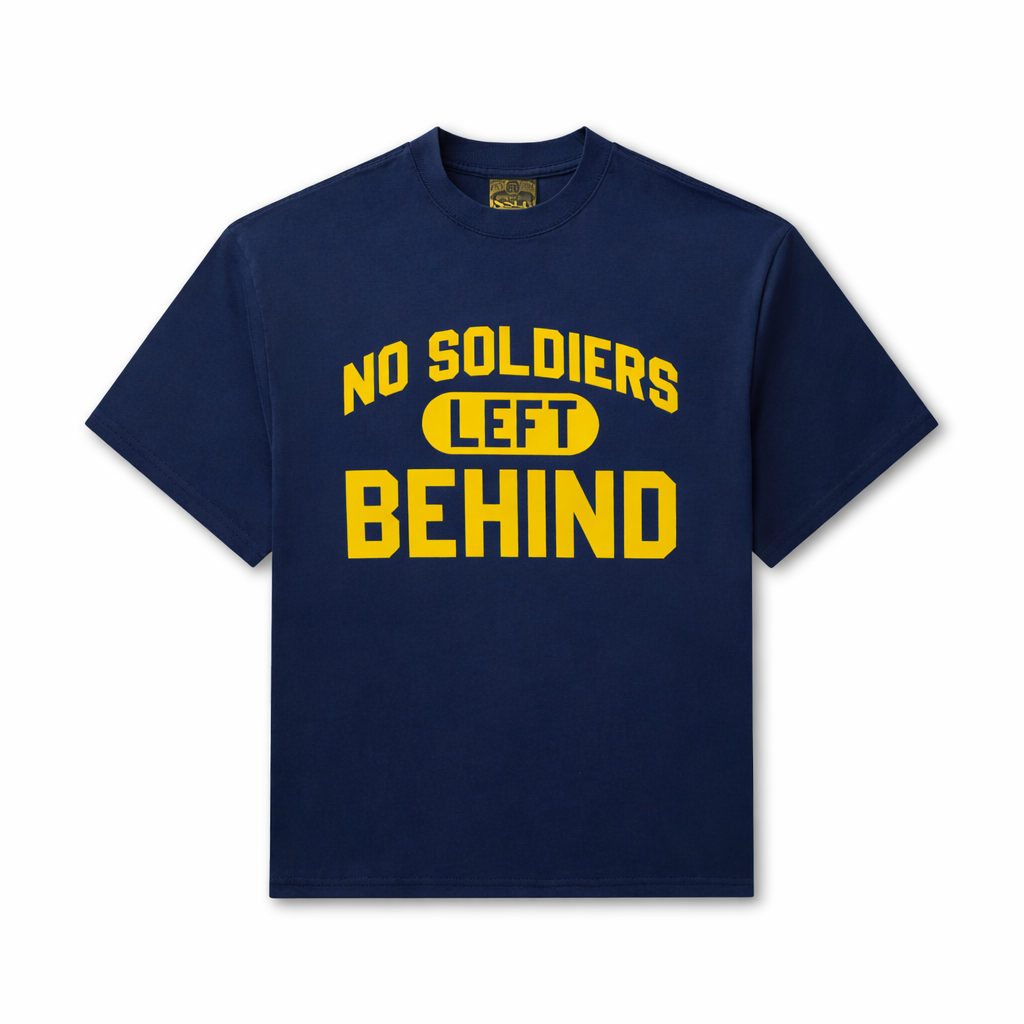 NO SOLDIERS TEE // NAVY/YELLOW